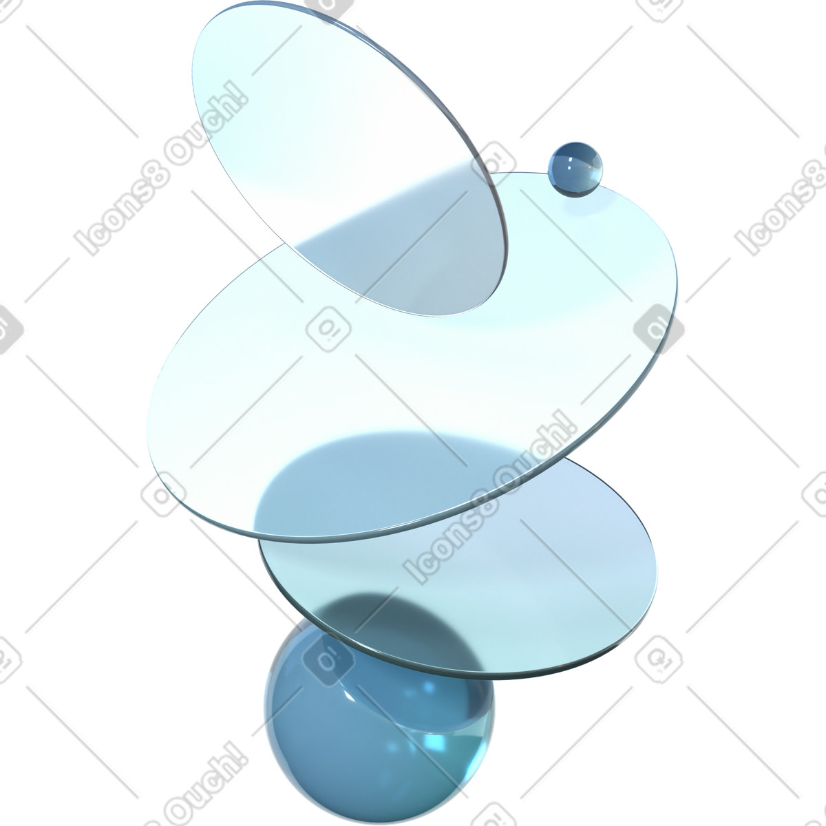 Ilustración Composición de lentes flotantes y esferas en estilo 3D Glassy a descargar en PNG SVG