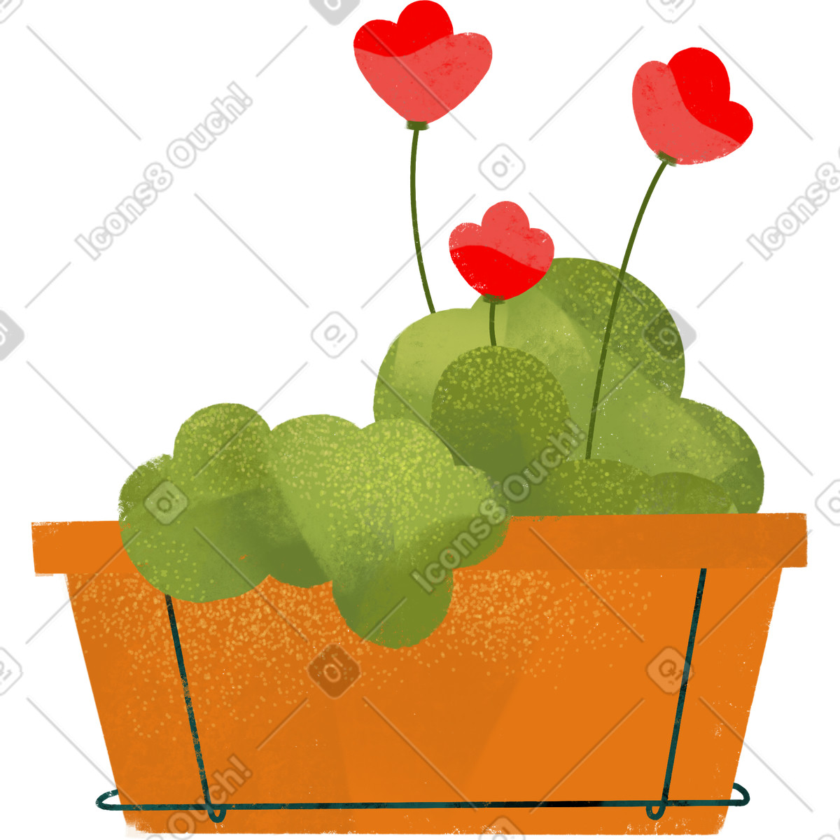 Pot with red flowers illustrazione in stile Fabulous scarica in PNG, SVG