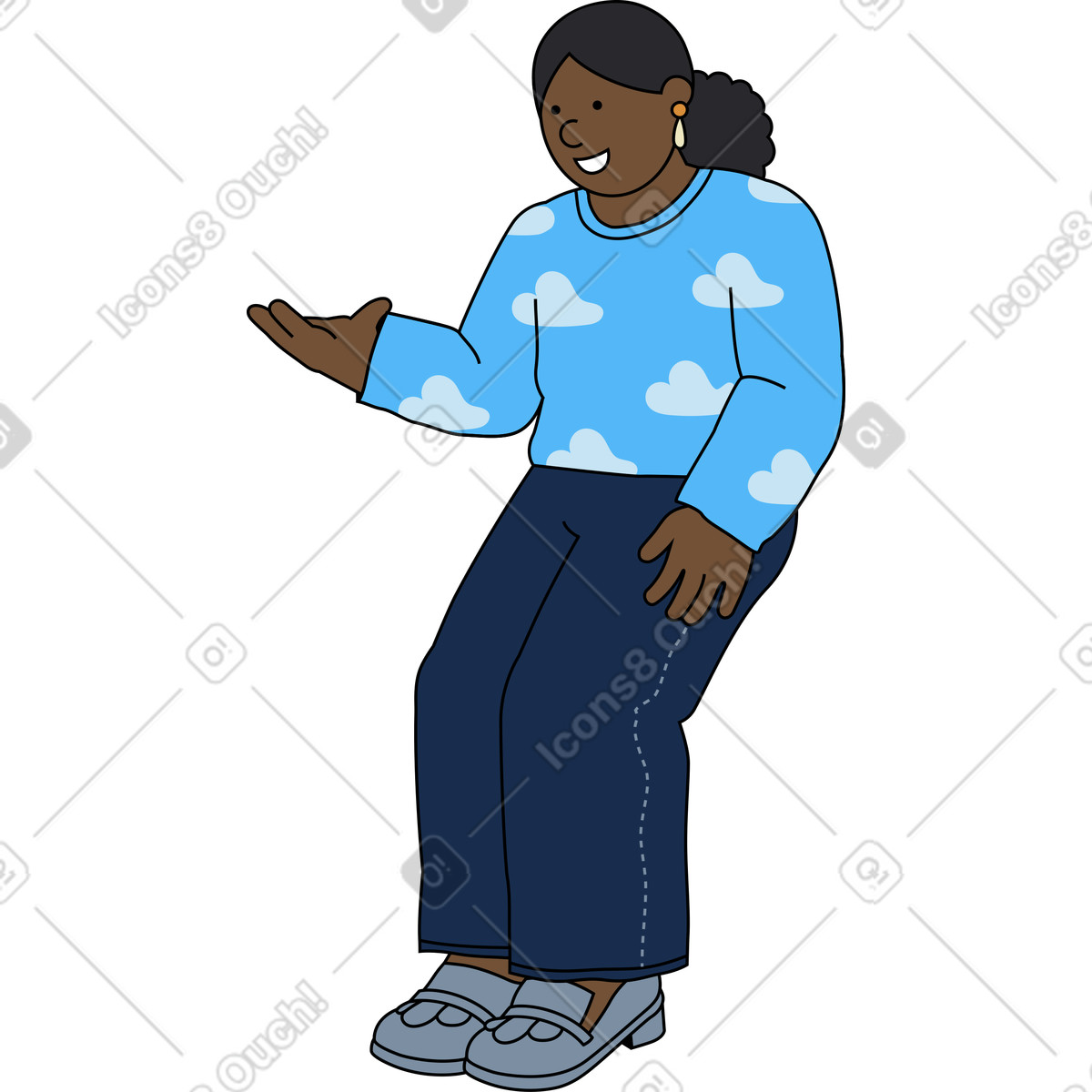 Ilustração de Jovem mulher falando em no estilo Kindy para baixar em PNG, SVG