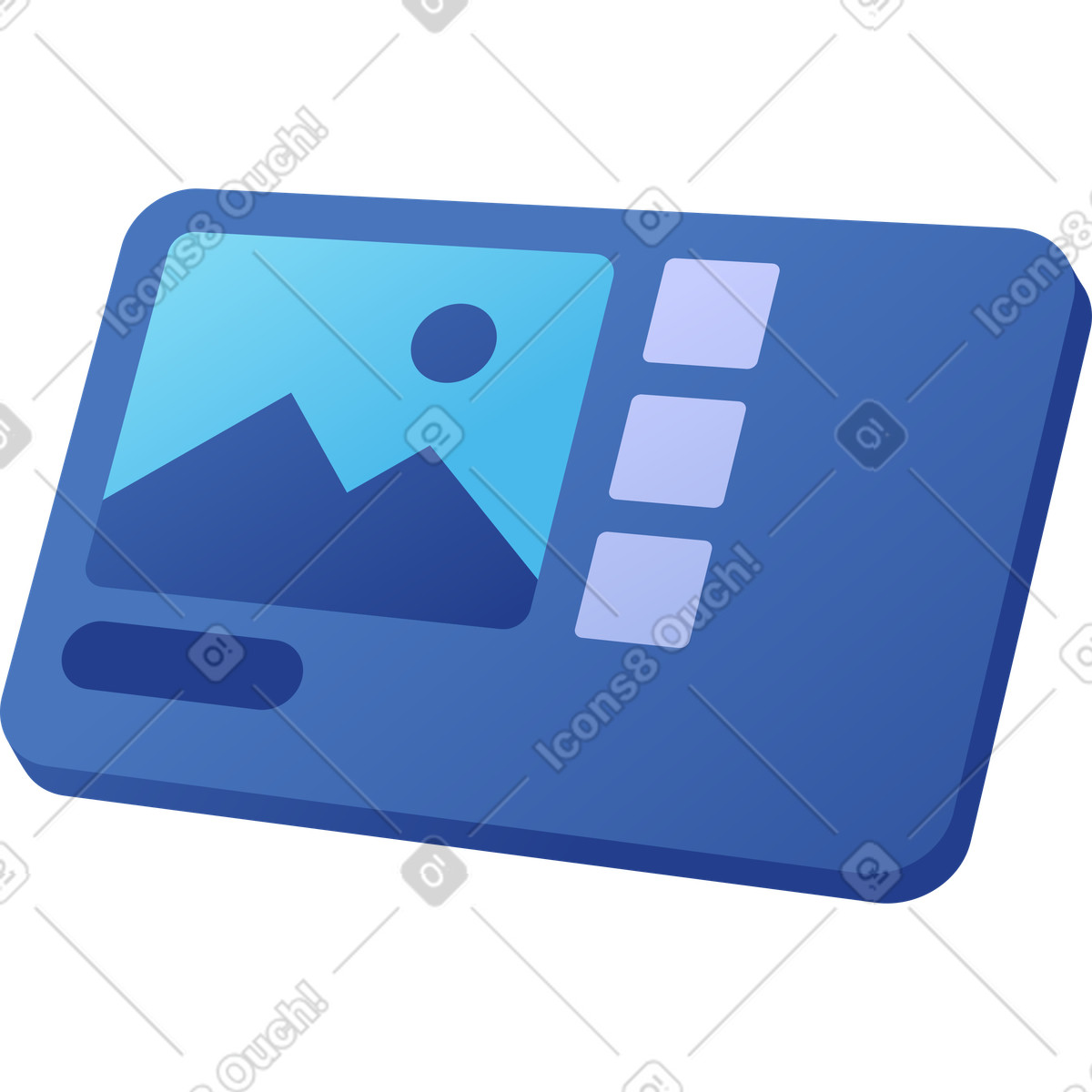 Tablet screen with interface illustration in Quantum style download in PNG, SVG