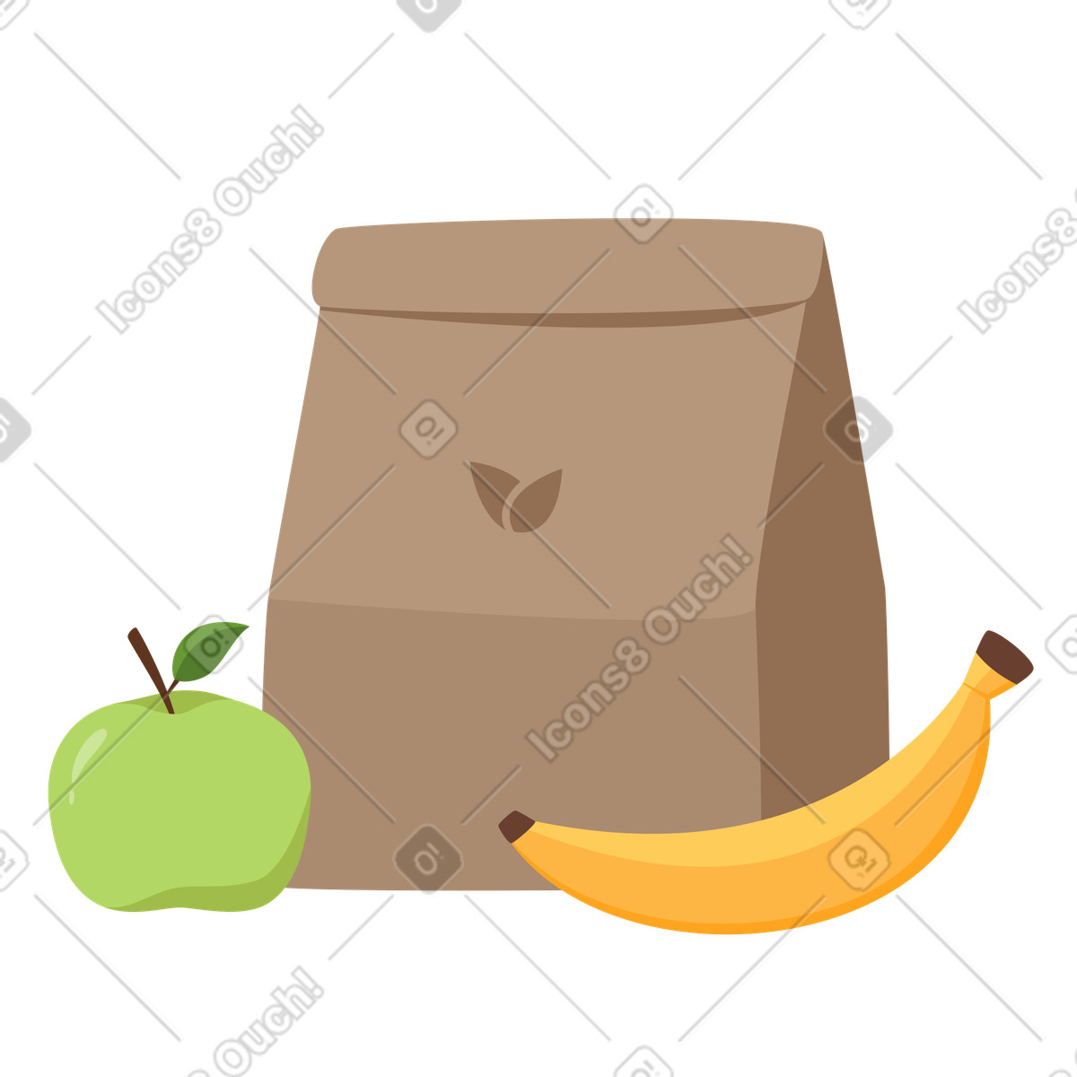 Ilustração de Saco almoço com comida em no estilo Lagom para baixar em PNG, SVG