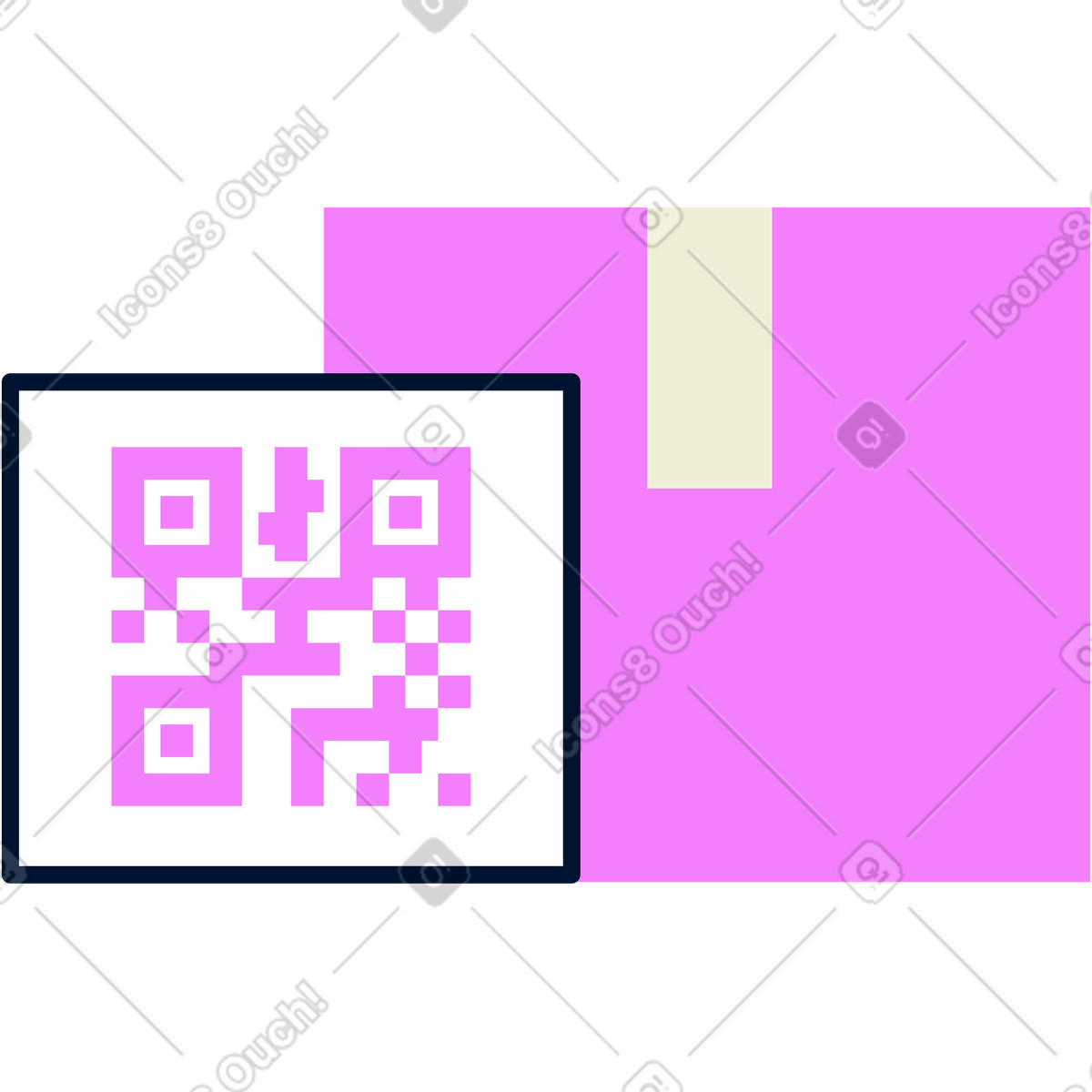 Boxes with qr code illustration in PNG, SVG