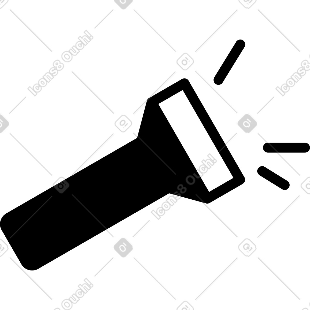 Notion Line Art スタイルの Simple camping torch with light beams for navigation のイラストをPNG、SVG形式でダウンロード