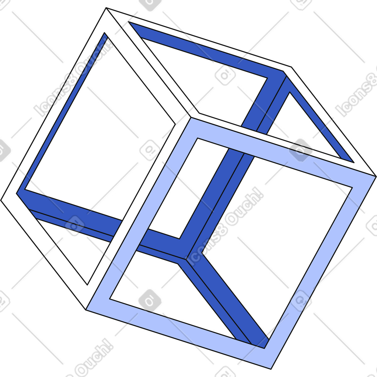 Hollow cube illustration in PNG, SVG
