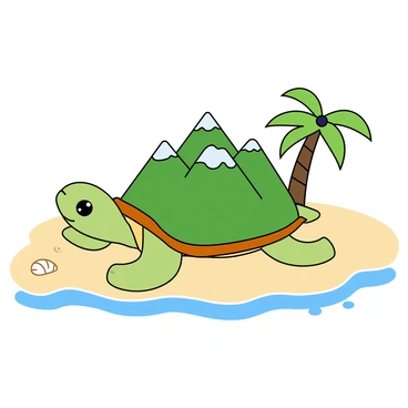 A turtle with a shell resembling a miniature mountain landscape