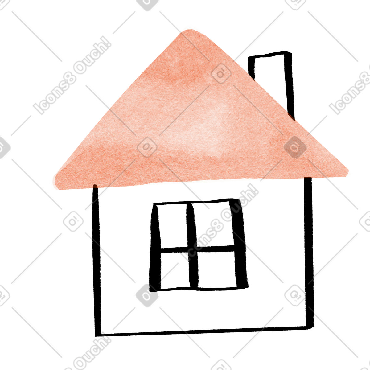 Simple house with peachy roof, Residential property animated illustration in GIF, Lottie (JSON), AE