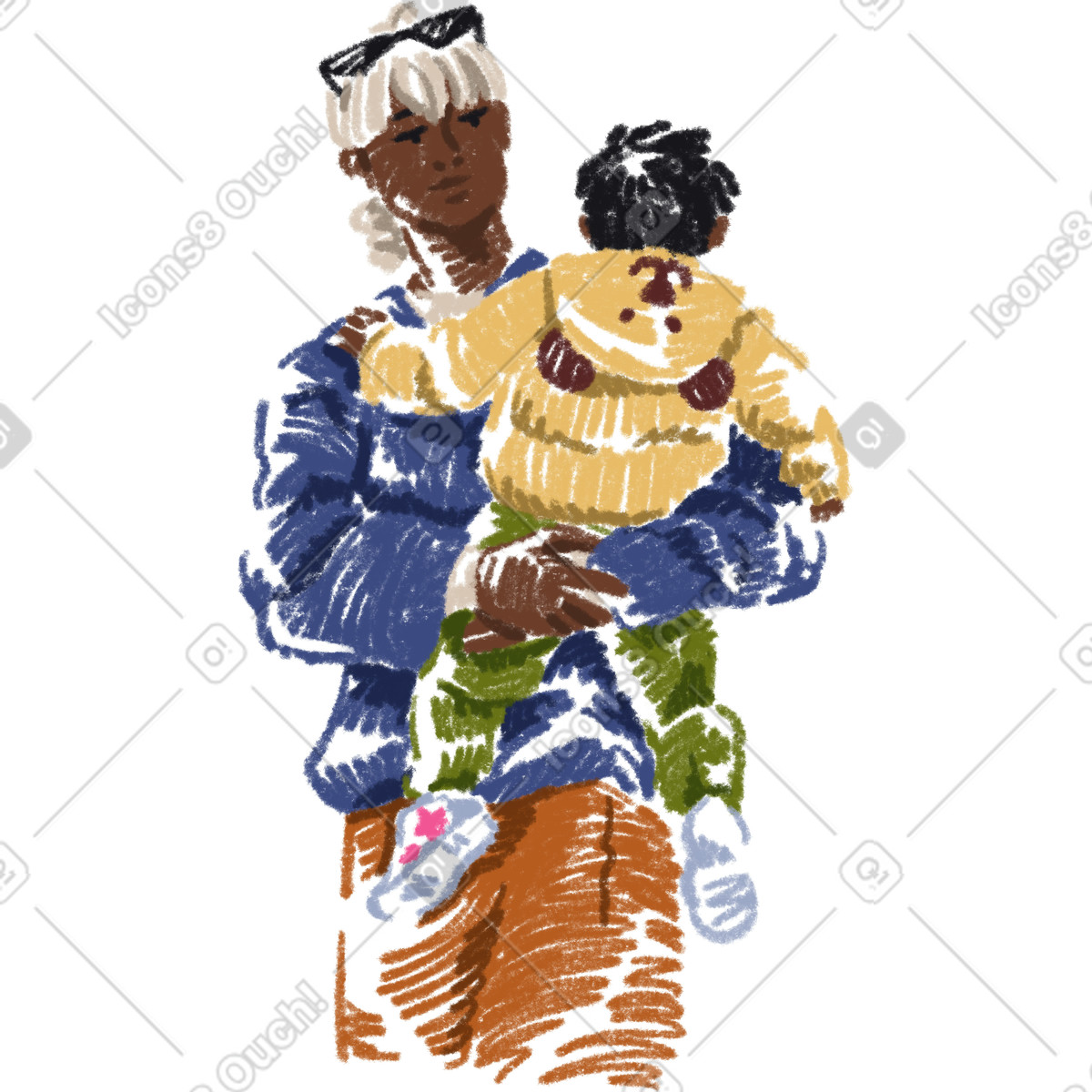 Ilustración Young woman with her child en estilo Sketchbook a descargar en PNG y SVG