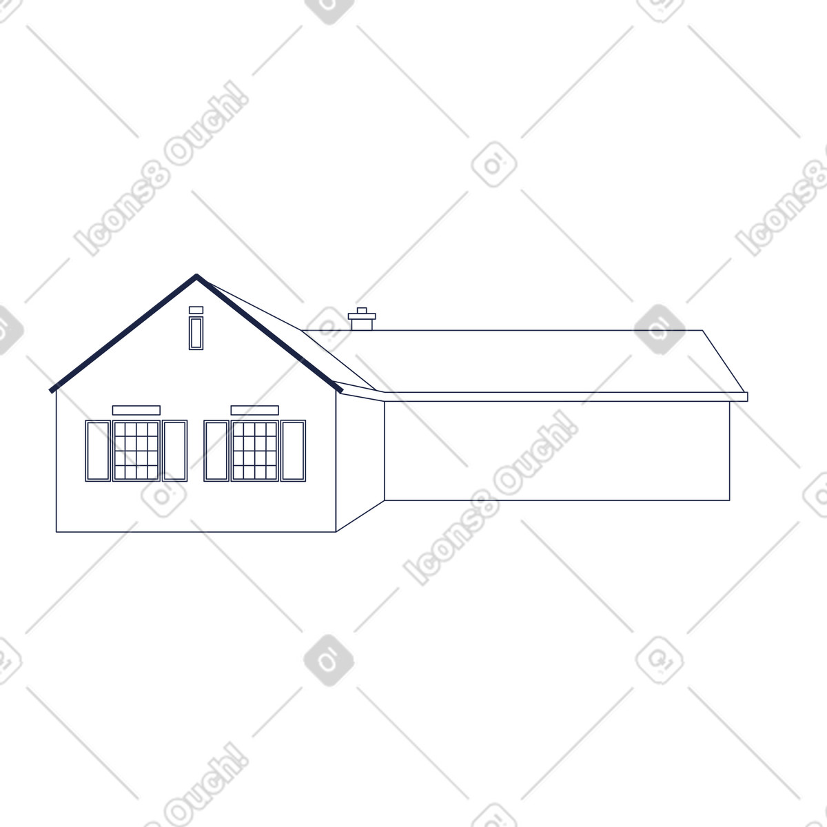 Illustration Ligne de maison villiage dans le style Urban Line à télécharger aux formats PNG, SVG