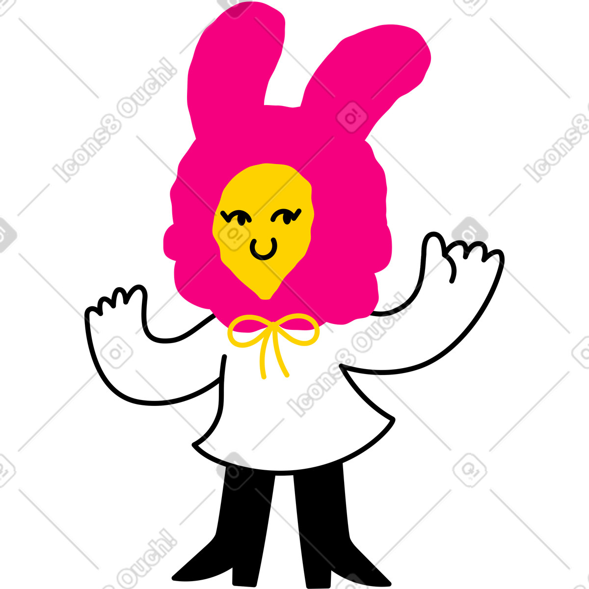 Figur mit hasenhut-Illustration im Giggle-Stil als Download in PNG, SVG