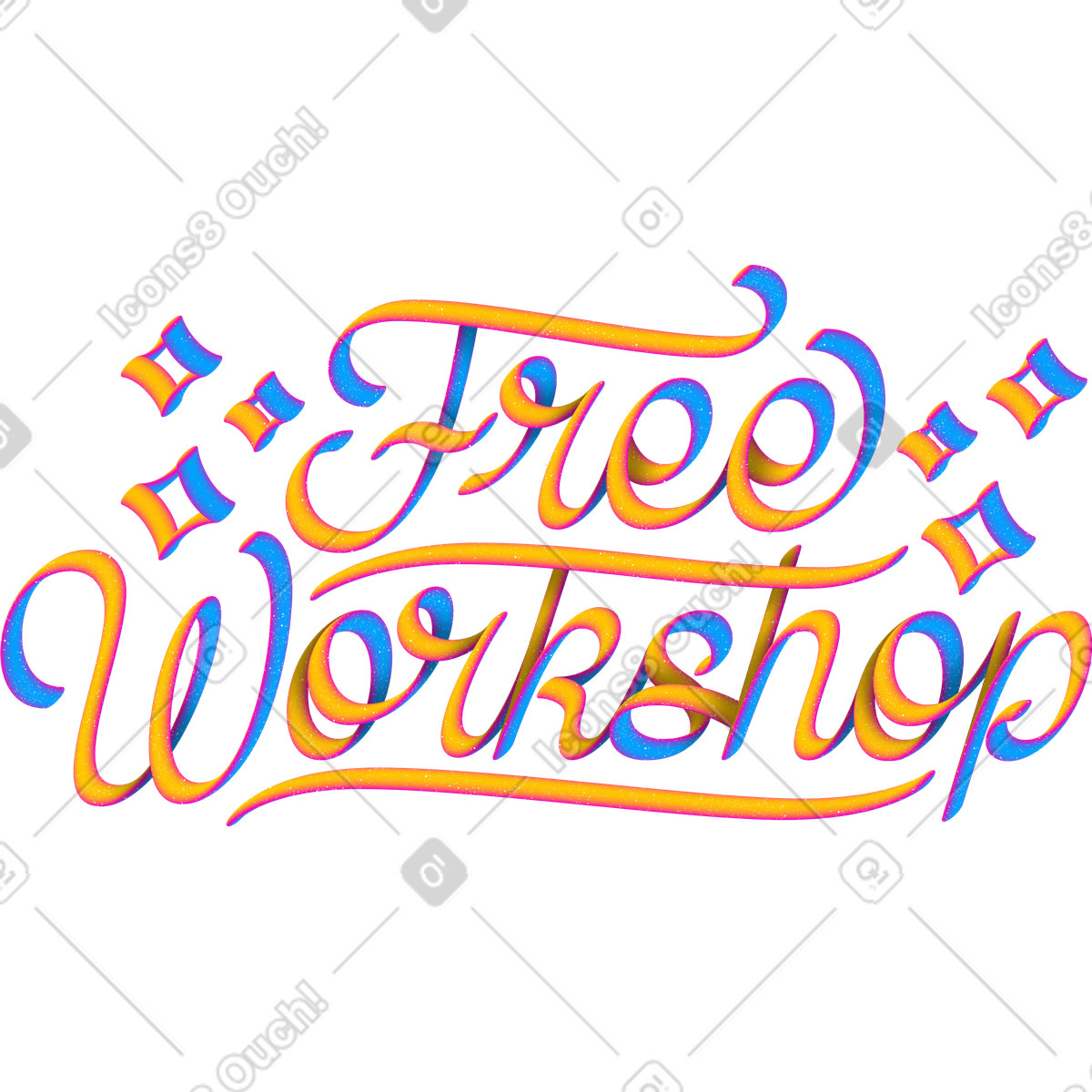 Lettering スタイルの グラデーション3d効果テキストを使用したレタリング無料ワークショップ のイラストをPNG、SVG形式でダウンロード