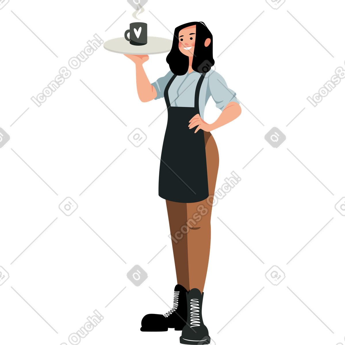 La ragazza sta con un lenzuolo tra le mani illustrazione in stile Lagom scarica in PNG, SVG