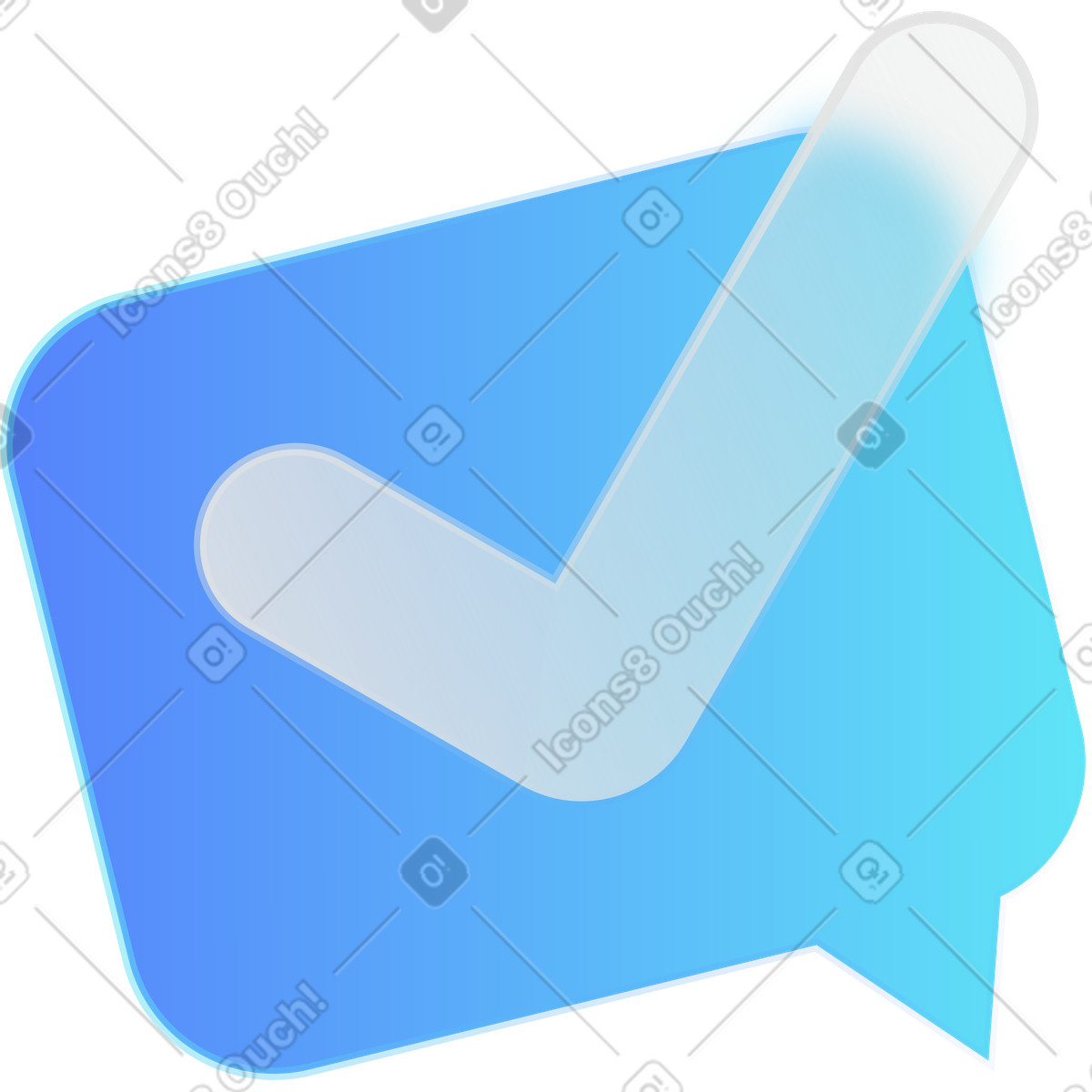Restangle speech bubble with check mark illustration in PNG, SVG