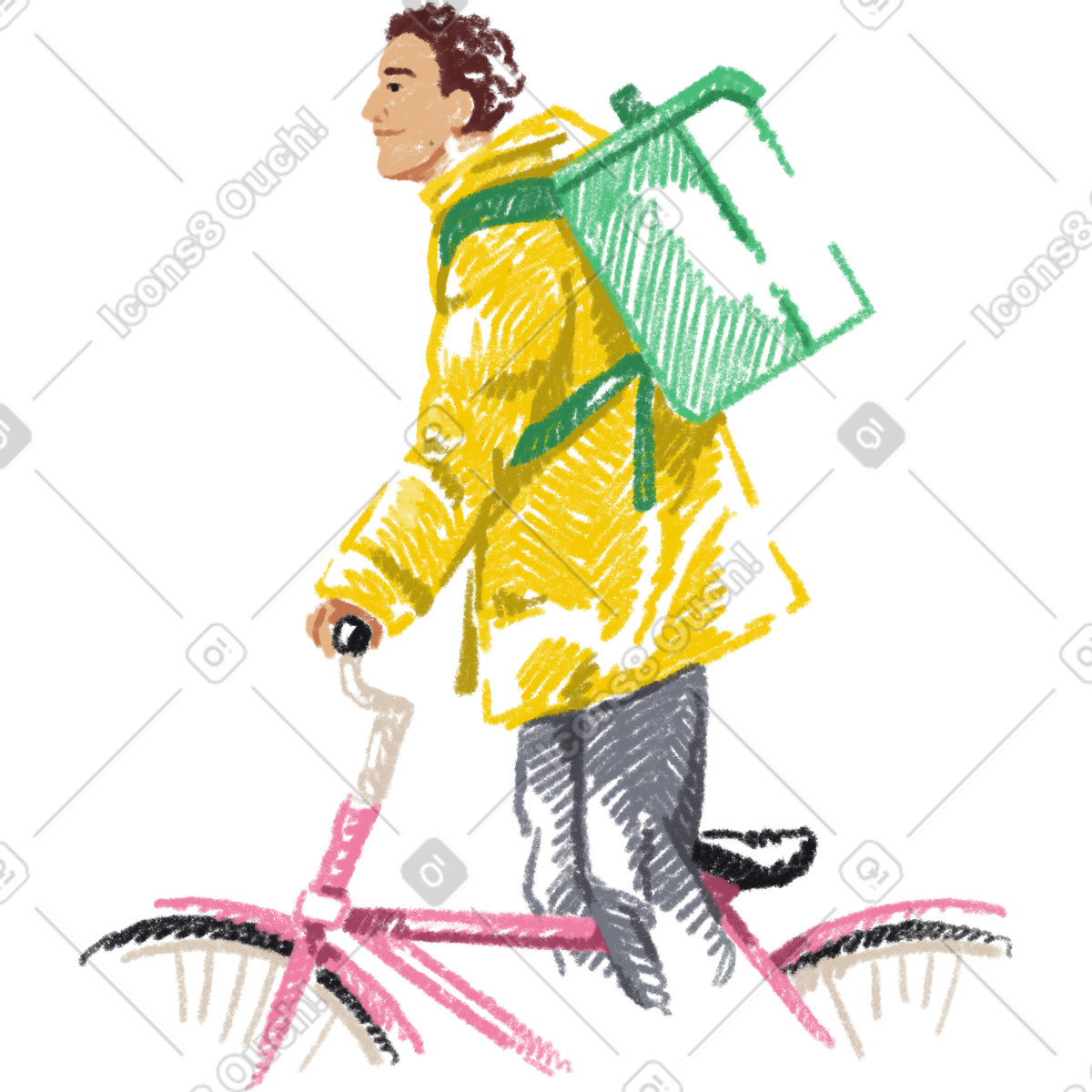 Ilustração de Courier on a bicycle em no estilo Sketchbook para baixar em PNG, SVG