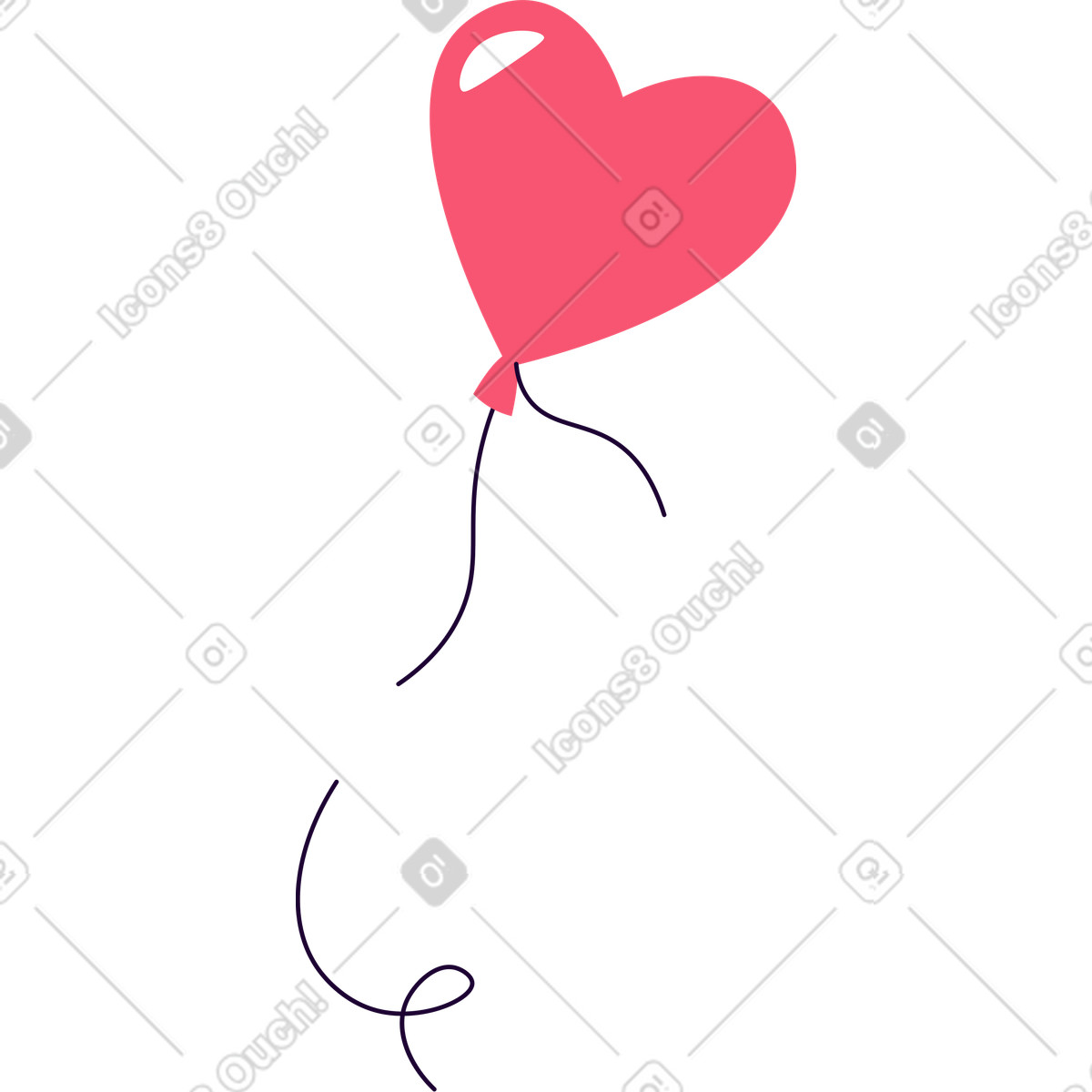 Ilustración Corazón de globo rosa en estilo Martina a descargar en PNG y SVG