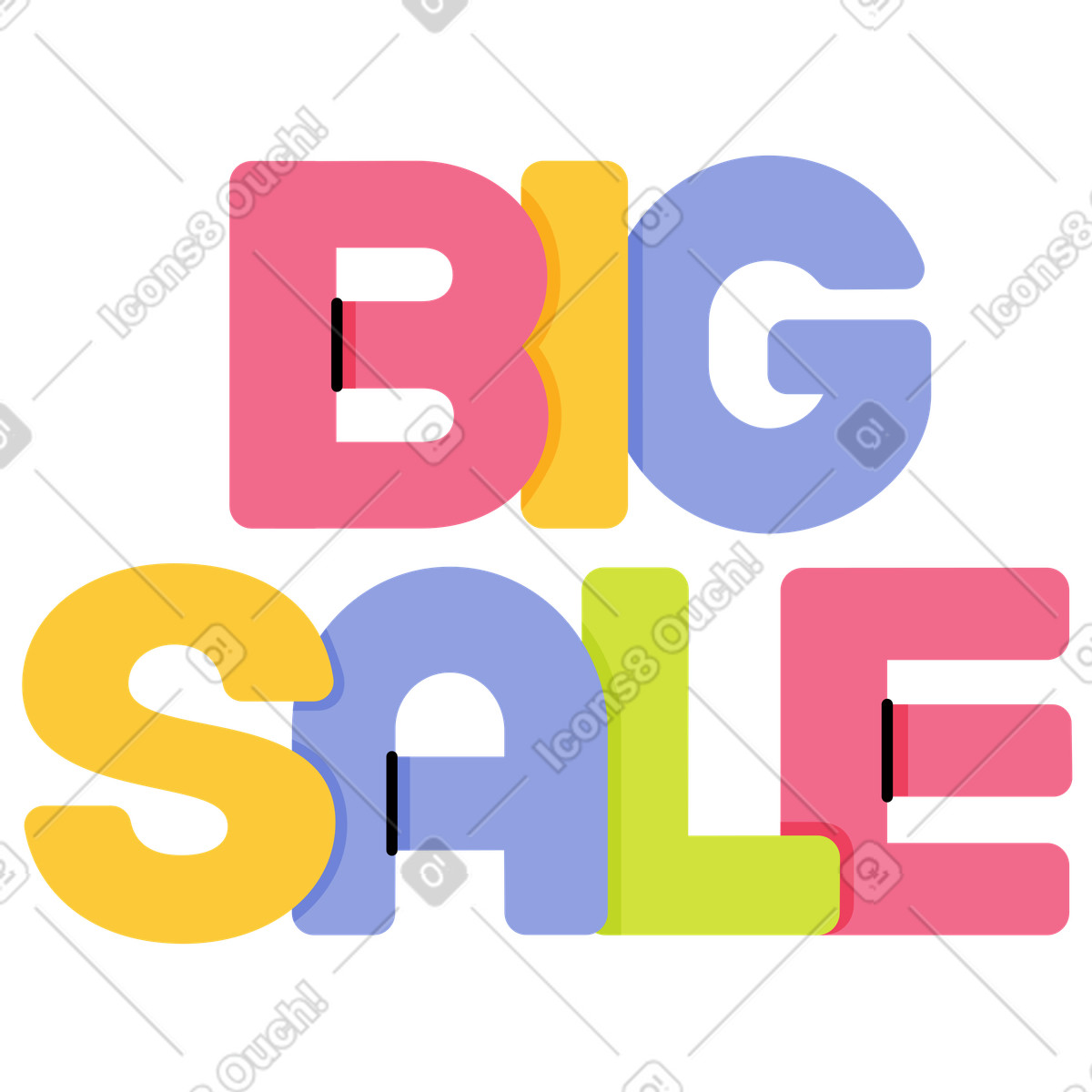 Illustration Lettrage grande vente dans le style Juicy à télécharger aux formats PNG, SVG