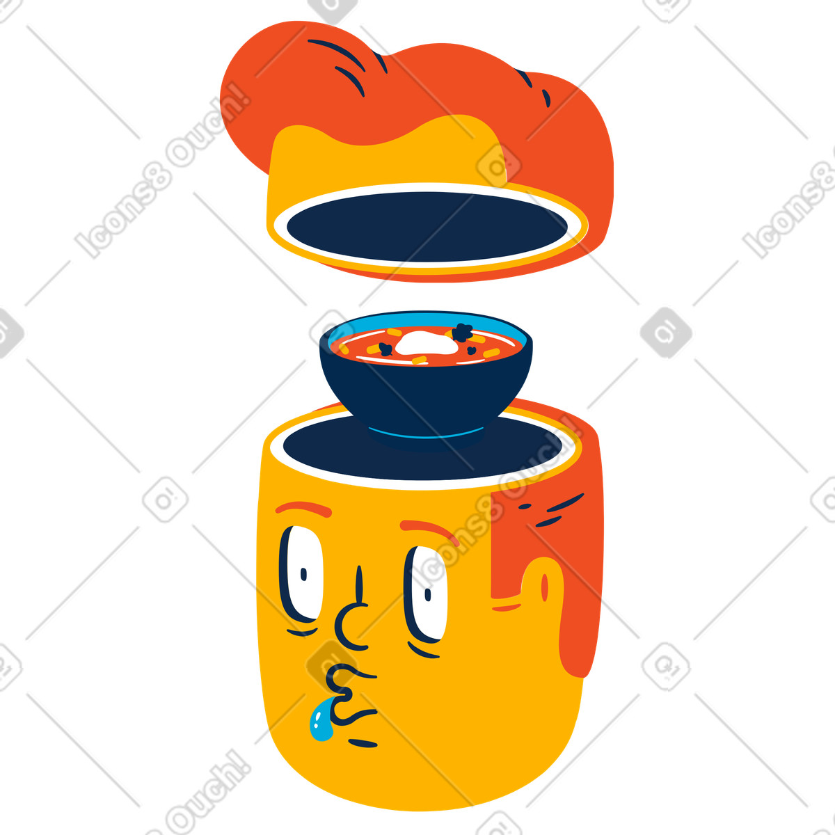 Ilustración Hombre pensando en sopa estilo Flame a descargar PNG y SVG