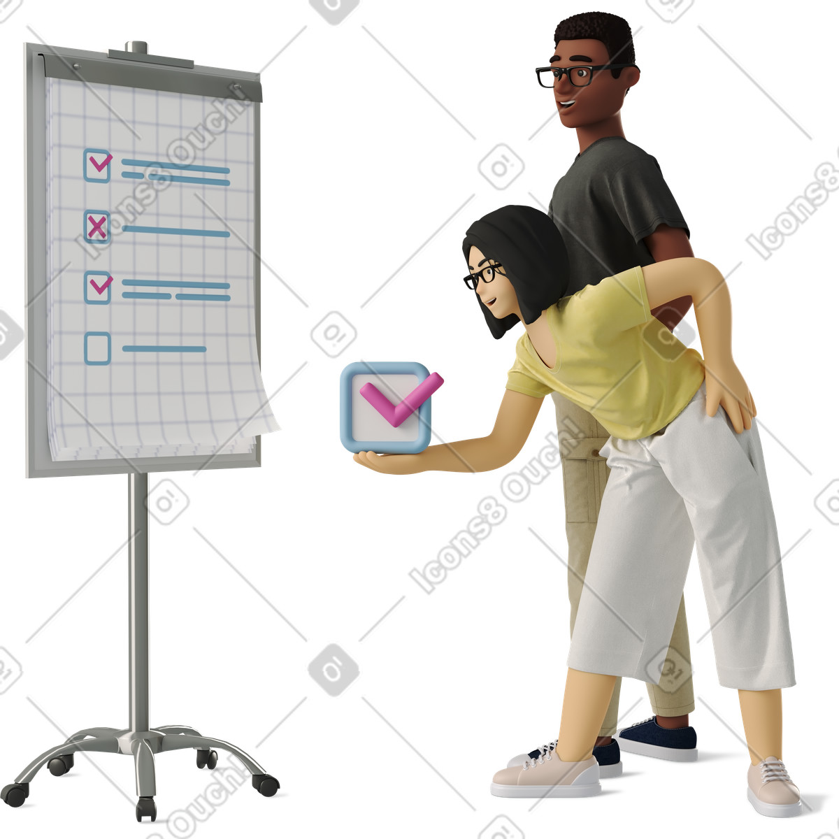 Controllo della lista di controllo del team sulla lavagna a fogli mobili, gestione delle attività e collaborazione illustration in PNG, SVG
