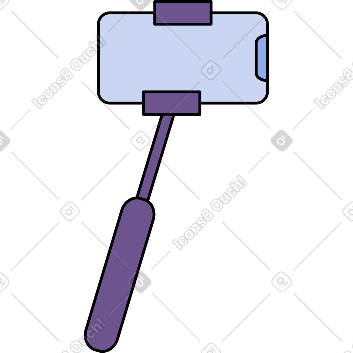 Phone on a selfie stick illustrazione in stile Bloom scarica in PNG, SVG