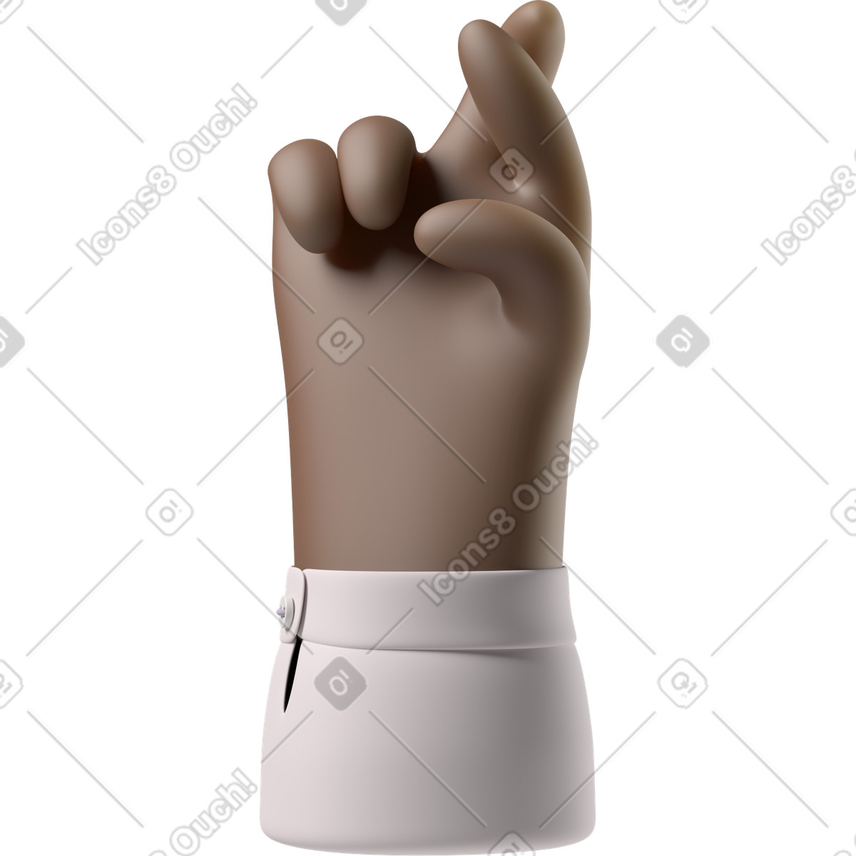 Ilustración Mano de piel negra con los dedos cruzados. en estilo 3D Hands Fun&Wild a descargar en PNG y SVG