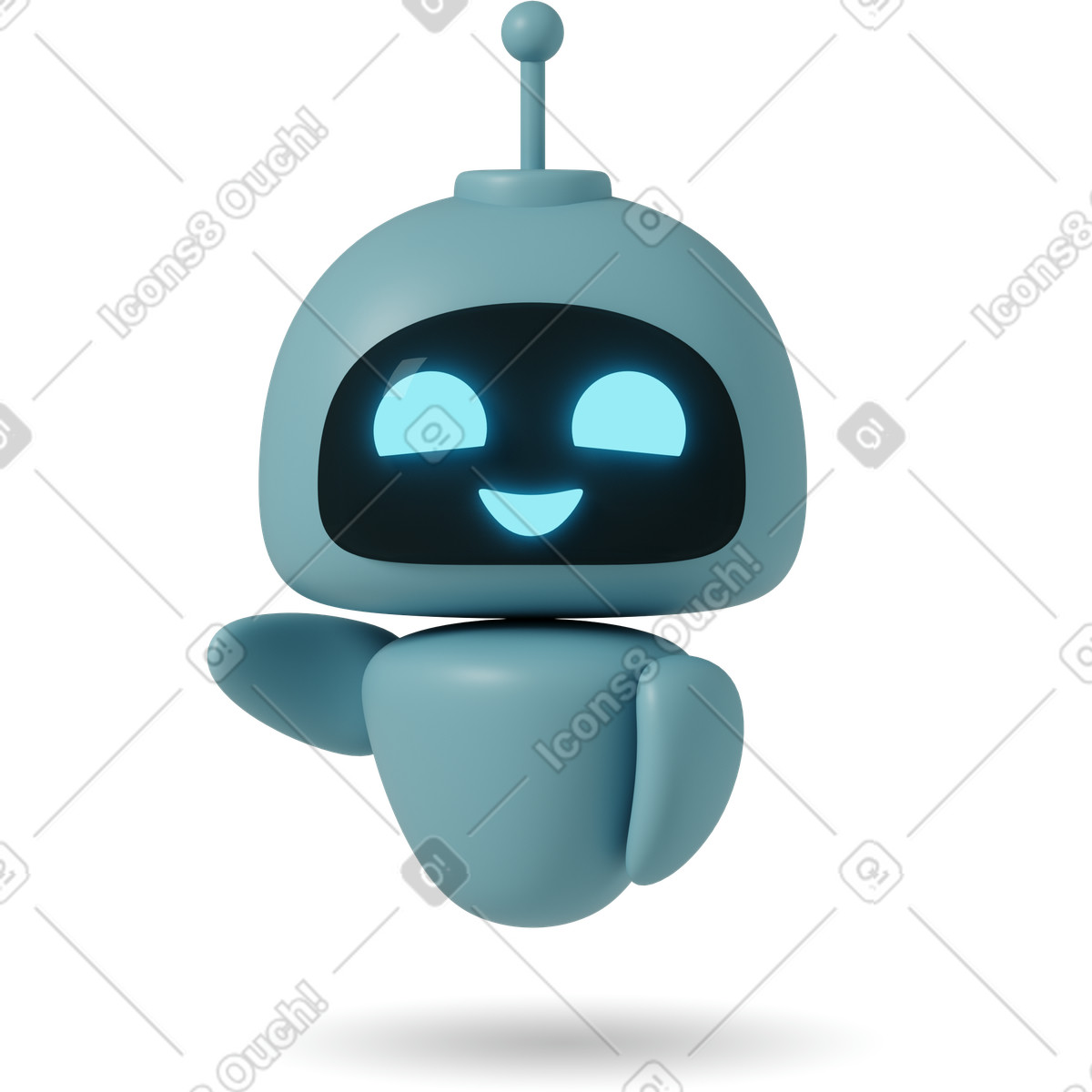 Ilustración Gpt robot happy raising left arm en estilo 3D Casual life a descargar en PNG y SVG