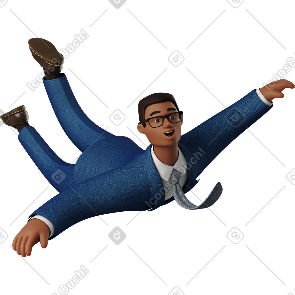 Businessman flying in the air illustration 3D Business style download PNG, SVG
