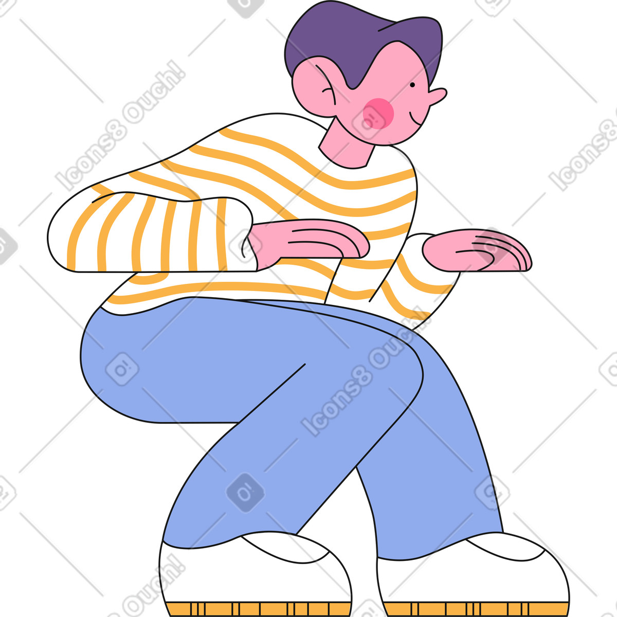 Ilustración Hombre sentado con chaqueta a rayas en estilo Bloom descargar en PNG y SVG