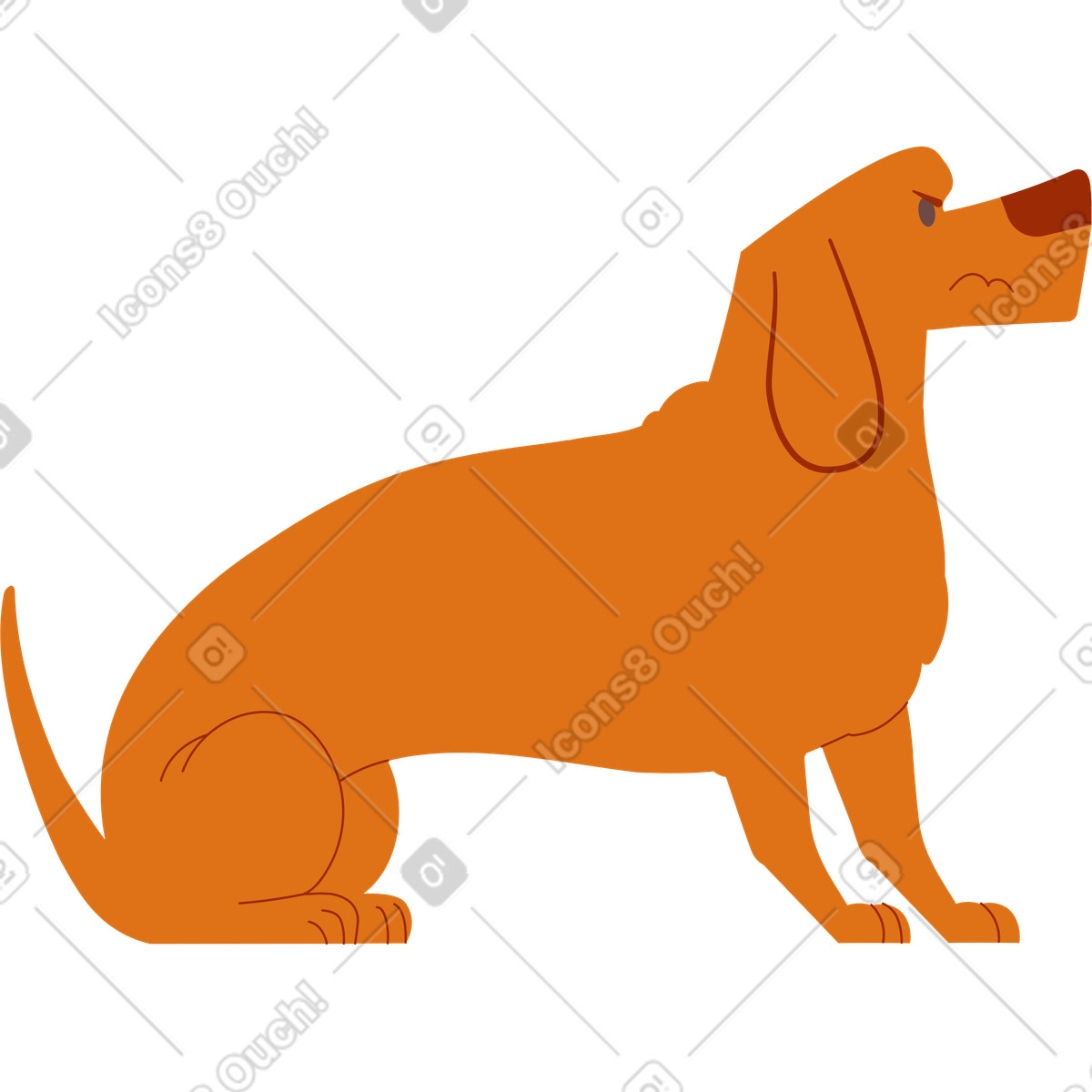 Dackel-Illustration im Woof-Stil als Download in PNG, SVG