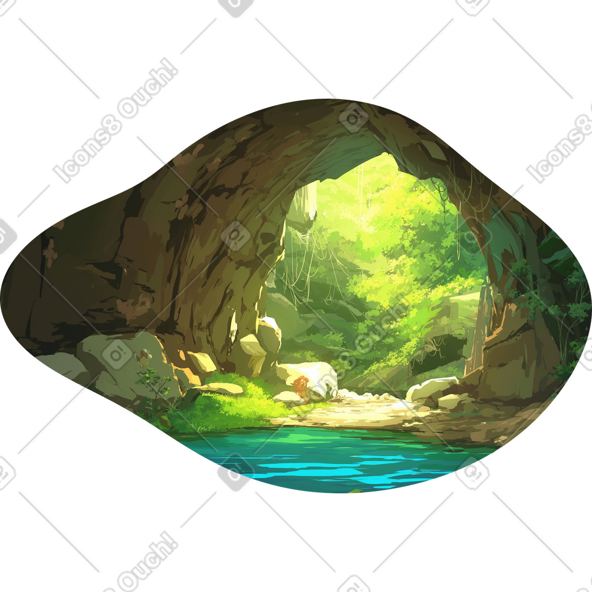 Grotta sullo sfondo chiaro illustrazione in stile Scenes scarica in PNG, SVG