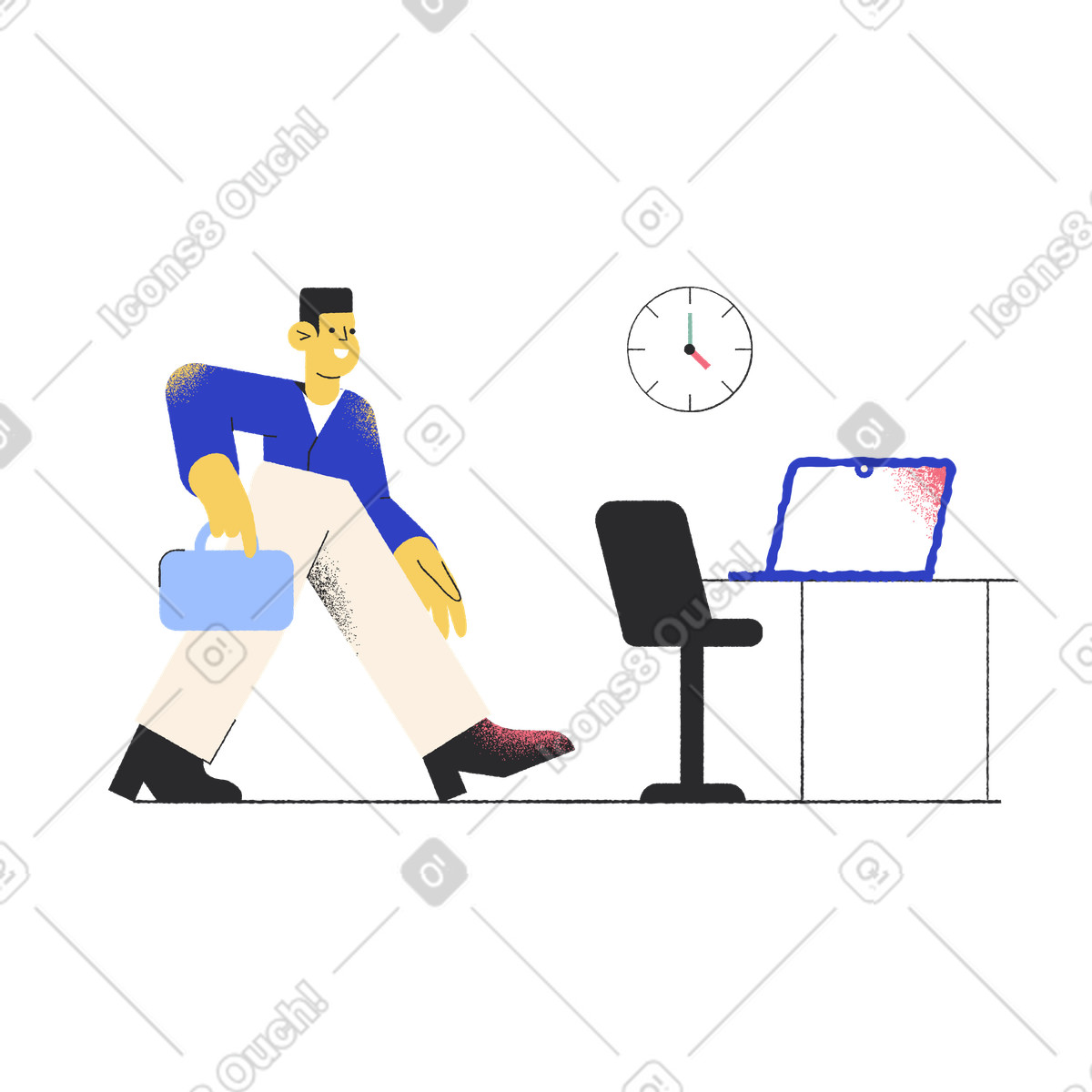 Employee walking into the office illustration in Pablo style download in PNG, SVG