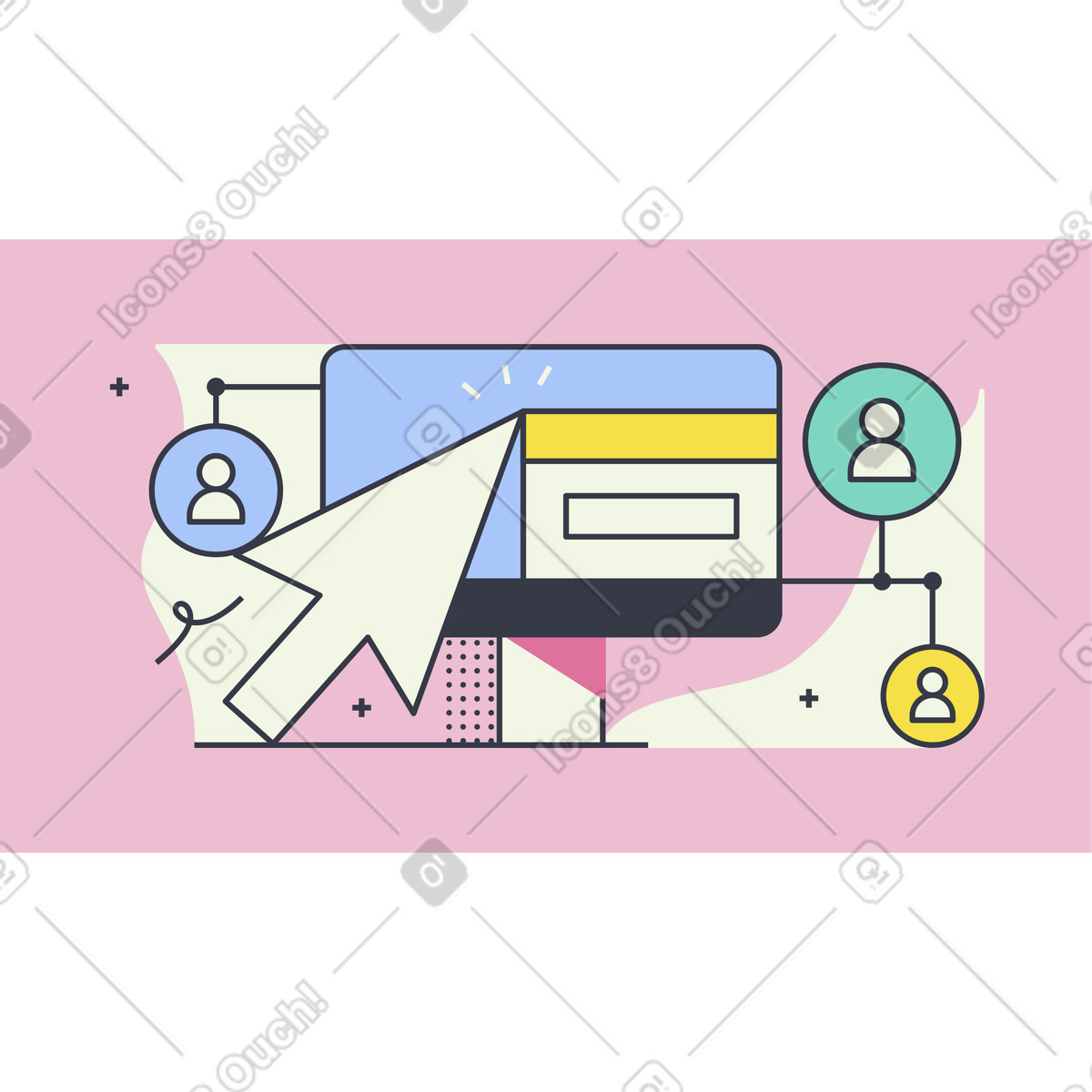 Working remotely animated illustration in GIF, Lottie (JSON), AE