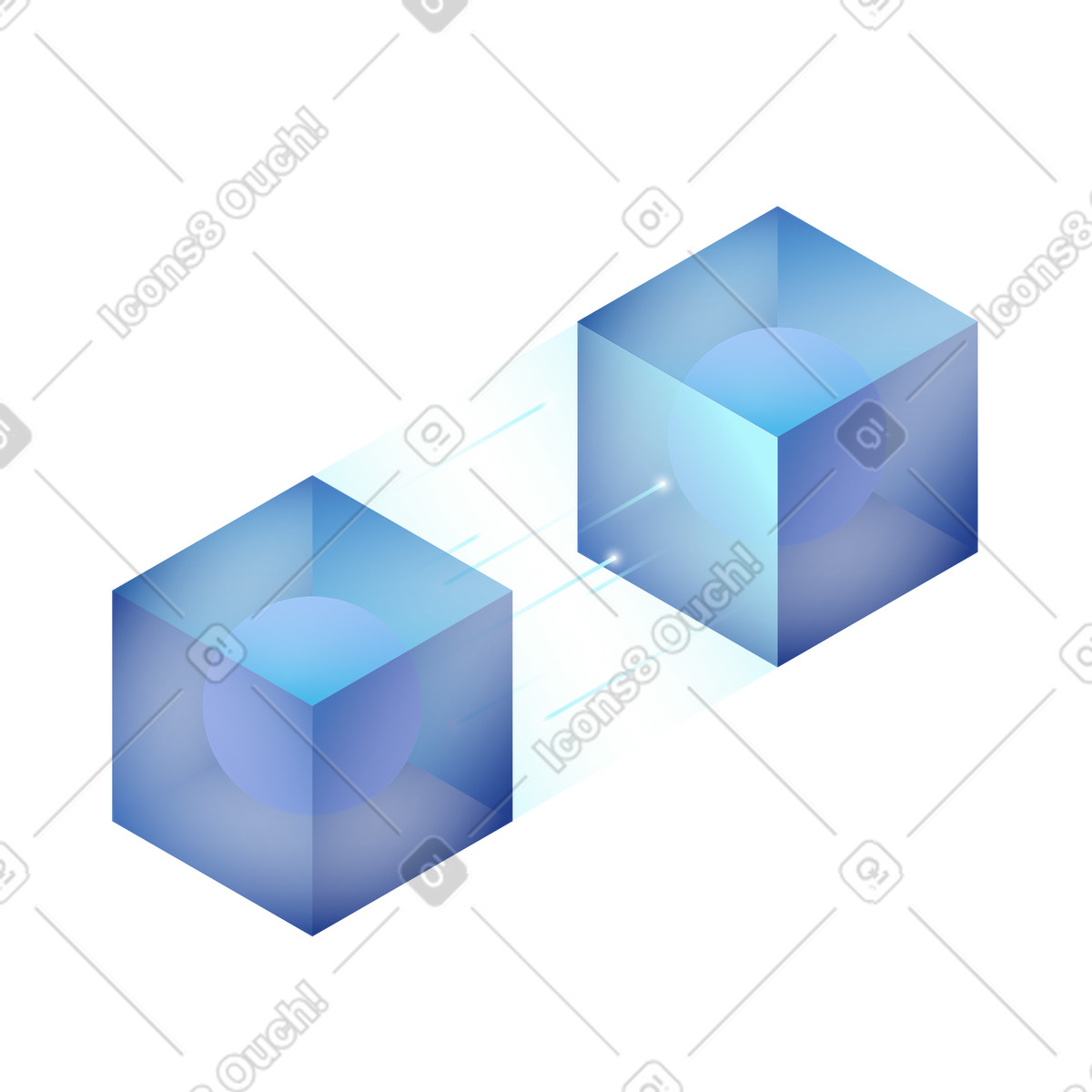 Datentransfer zwischen intelligenten systemen, modell-zu-modell-austausch-Illustration im Quantum-Stil als Download in PNG, SVG