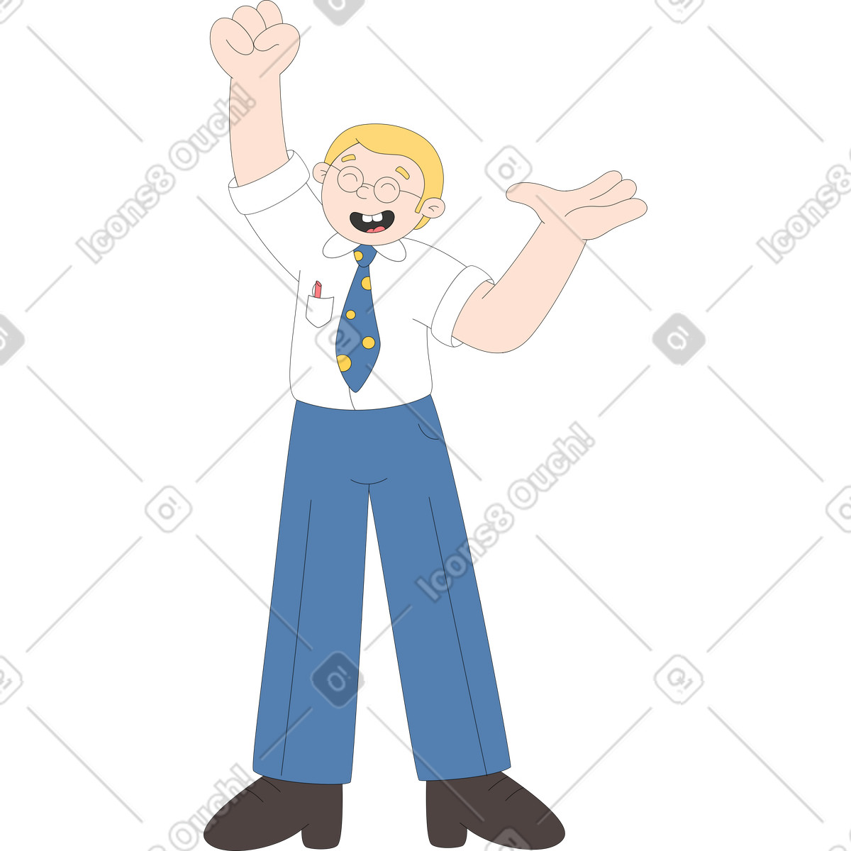 Glücklicher mann-Illustration im Sitcom-Stil als Download in PNG, SVG