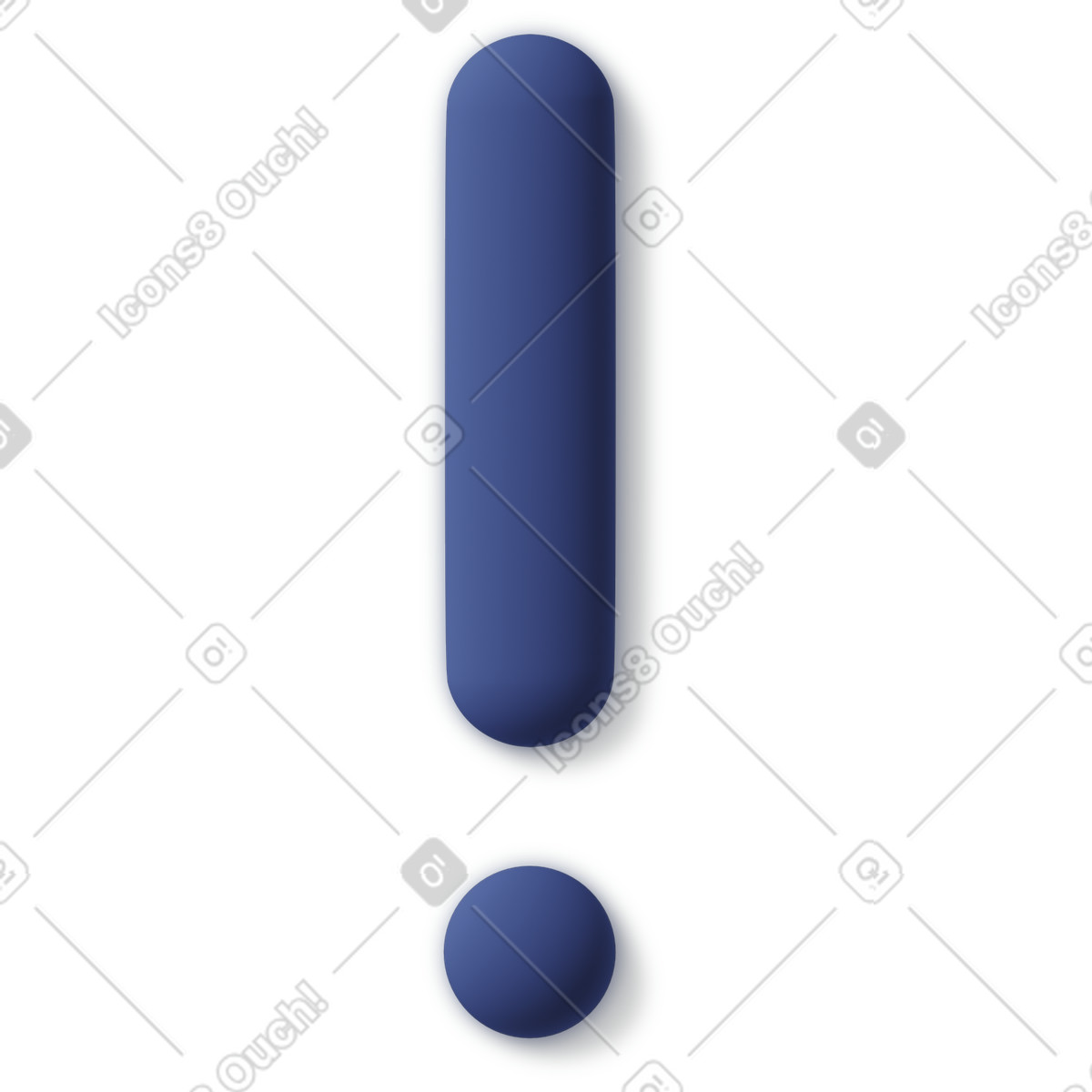 Blue exclamation mark icon illustration in 3D Business style download in PNG, SVG