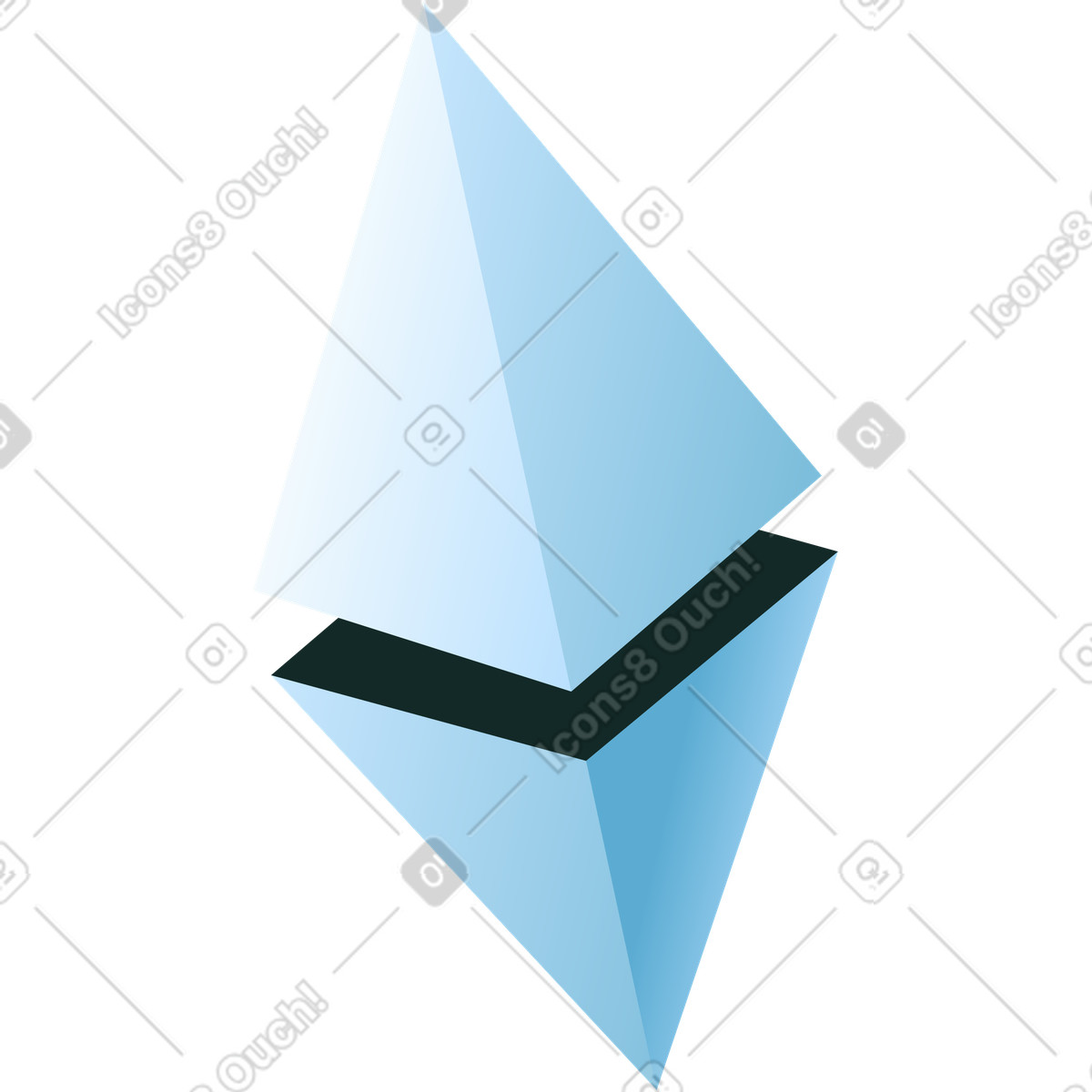Illustration Symbole ethereum 3d dans le style Concept à télécharger aux formats PNG, SVG
