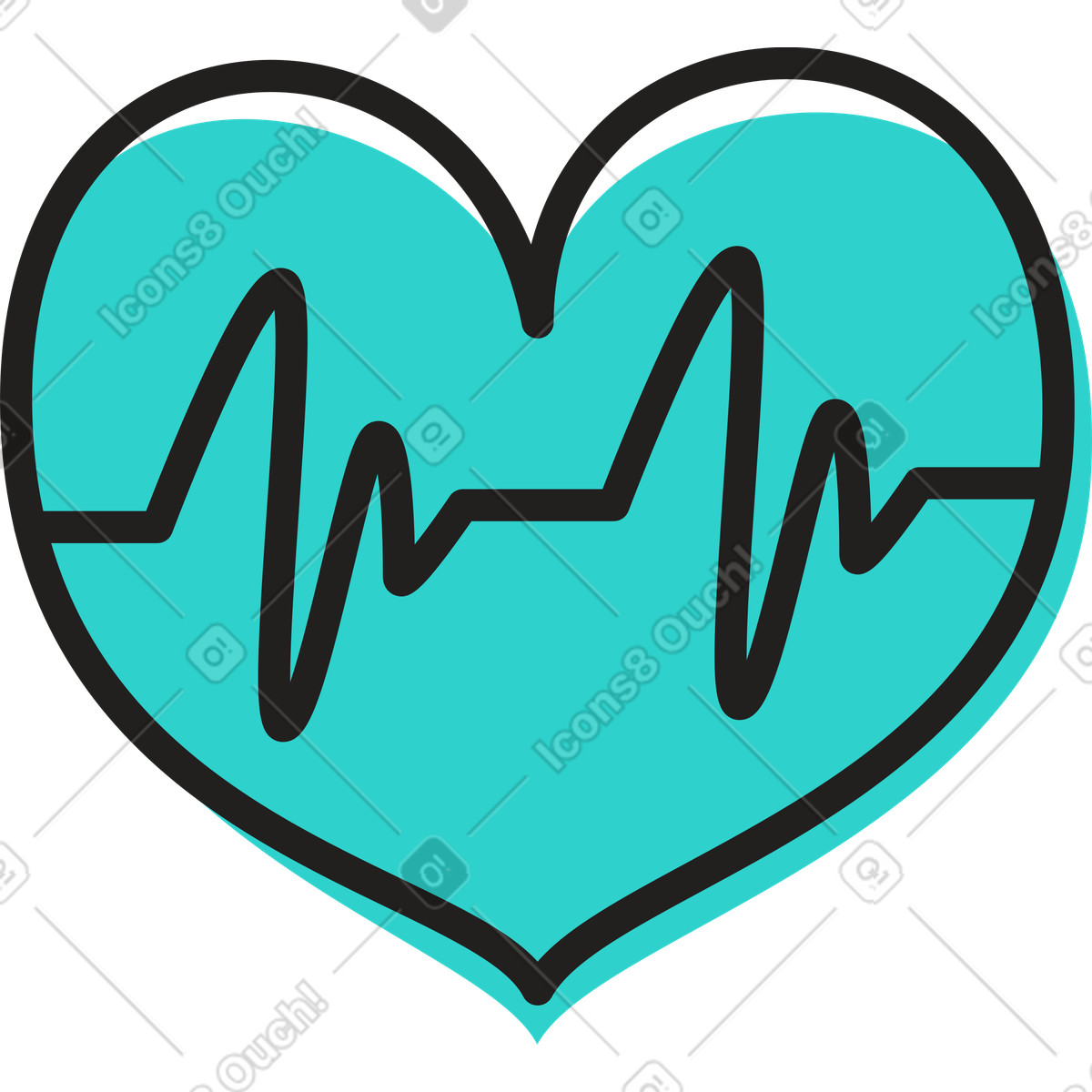 Heart with pulse illustration clipart image in PNG SVG GIF