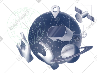 Exploring virtual reality with vr headset PNG, SVG