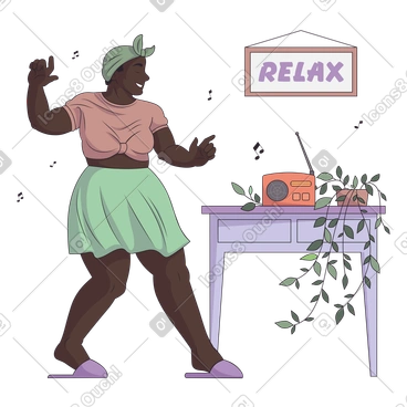 Relaxed dancing woman to the music PNG, SVG