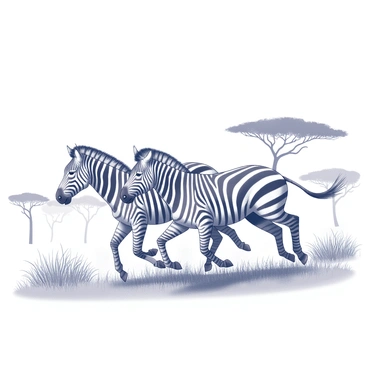 A pair of zippy zebras galloping across the savannah