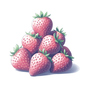 A collection of fresh strawberries arranged in a tower-like structure. The strawberries are stacked in a whimsical pattern, showcasing their natural shape and texture. Each strawberry features small green leaves at the top, adding detail to the composition. The surface underneath the strawberries is flat and simple, allowing the vibrant fruits to stand out. The tower is stable, with each strawberry carefully positioned to create an interesting visual flow.