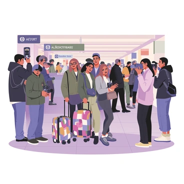 Paparazzi snapping photos of a celebrity's stylish luggage at the airport