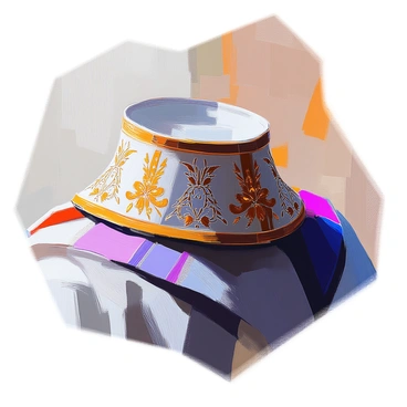 A close-up view of a choir robe featuring an intricately embroidered collar. The collar displays detailed patterns with floral motifs intertwined with geometric shapes. Various shades of gold and deep blue thread create a rich contrast against the dark fabric of the robe. The stitchwork is precise, highlighting the craftsmanship and artistry involved in the embroidery. The light catches the threads, revealing the texture and depth of the design.