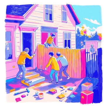 Survivors frantically barricading a house against approaching zombies