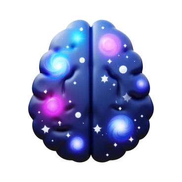 A cosmic brain with galaxies and stars within its contours