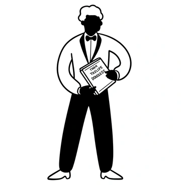 A man with a prominent figure standing confidently, holding a copy of a book titled "Narrative of the Life of Frederick Douglass" in his hands. The book cover is visible with the title clearly displayed. The man is dressed in 19th-century attire, including a tailored suit and a bow tie. He has a strong posture and stands against a simple background, emphasizing the significance of the moment. There is a sense of determination and empowerment, represented through his stance and the weight of the book he holds.