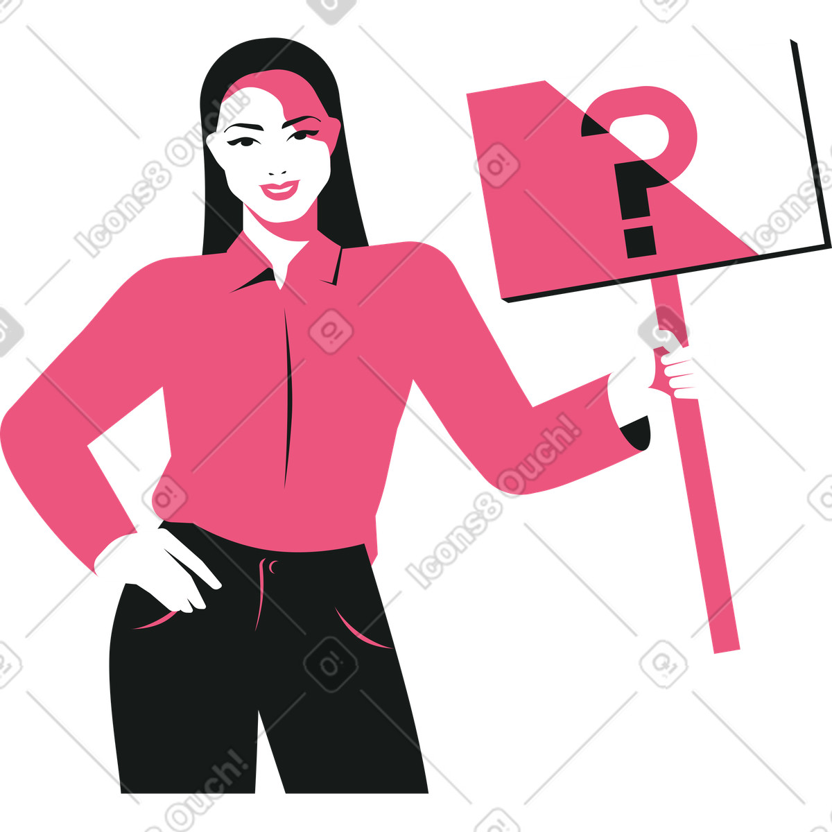 下载 Lounge 风格的 有问号的女孩 插画，支持 PNG、SVG 格式
