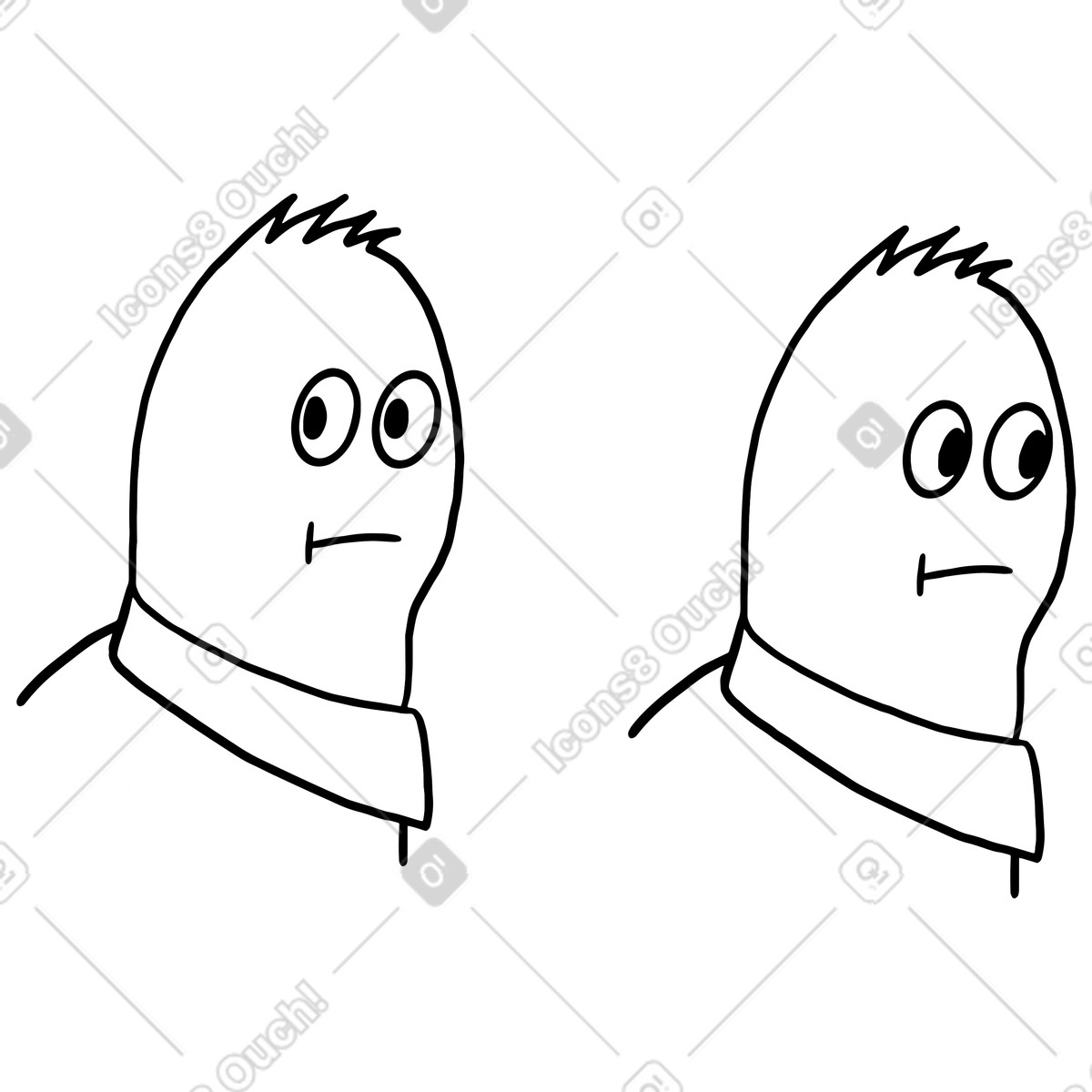 Ilustración Personaje de garabato incómodo ojo lateral en estilo Dudes a descargar en PNG y SVG