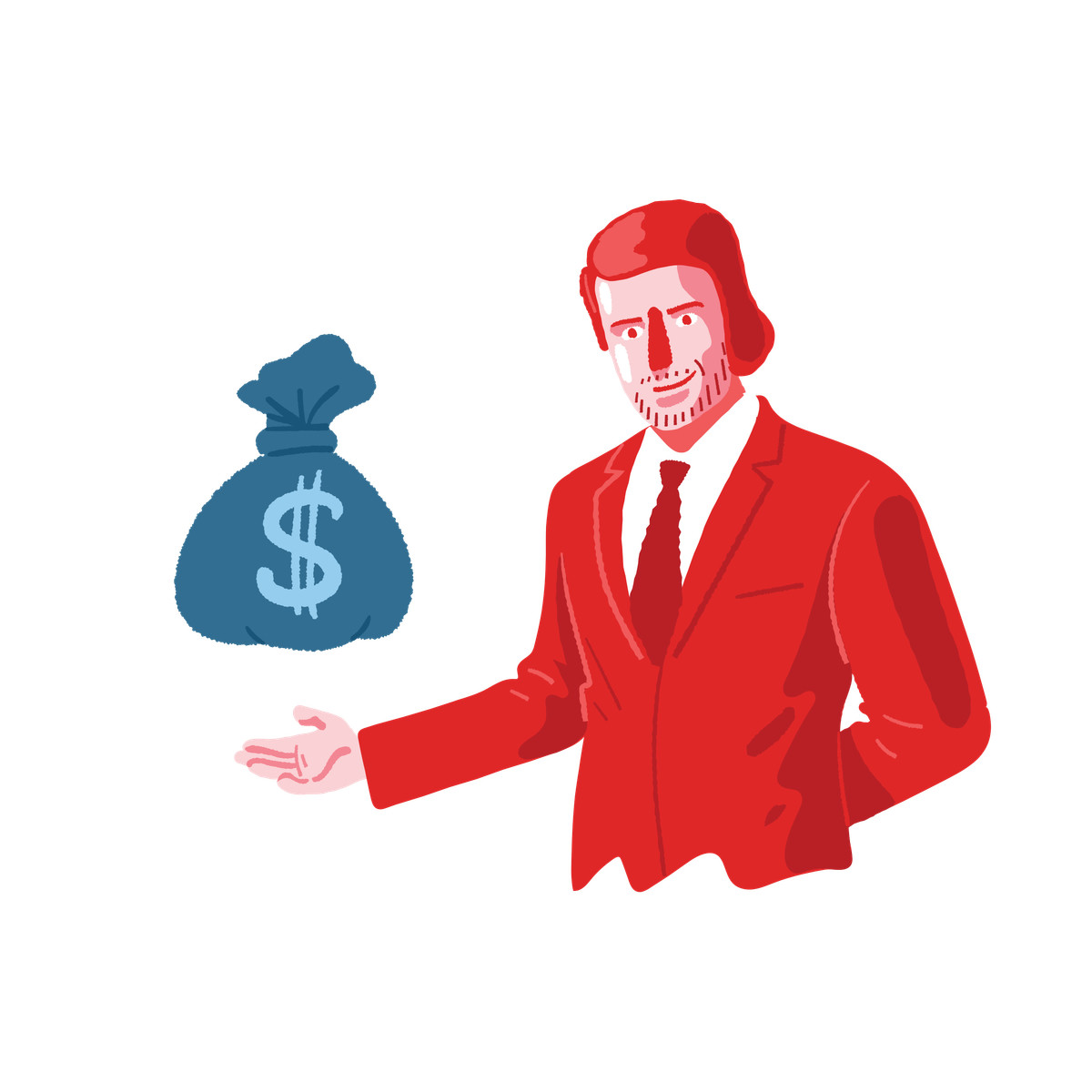 下载 Cherry 风格的 Investor holding a money bag 插画，支持 PNG、SVG 格式