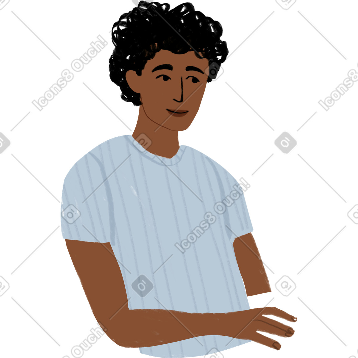 Man sitting with his hand on a table illustrazione in stile Lumiere scarica in PNG, SVG