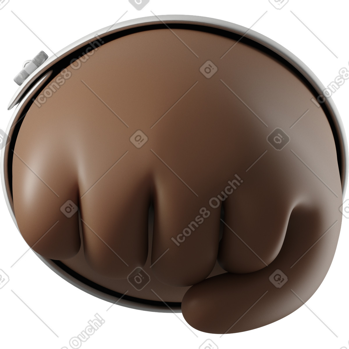 Front view of a dark brown skin hand's fist illustration in 3D Hands Fun&Wild style download in PNG, SVG