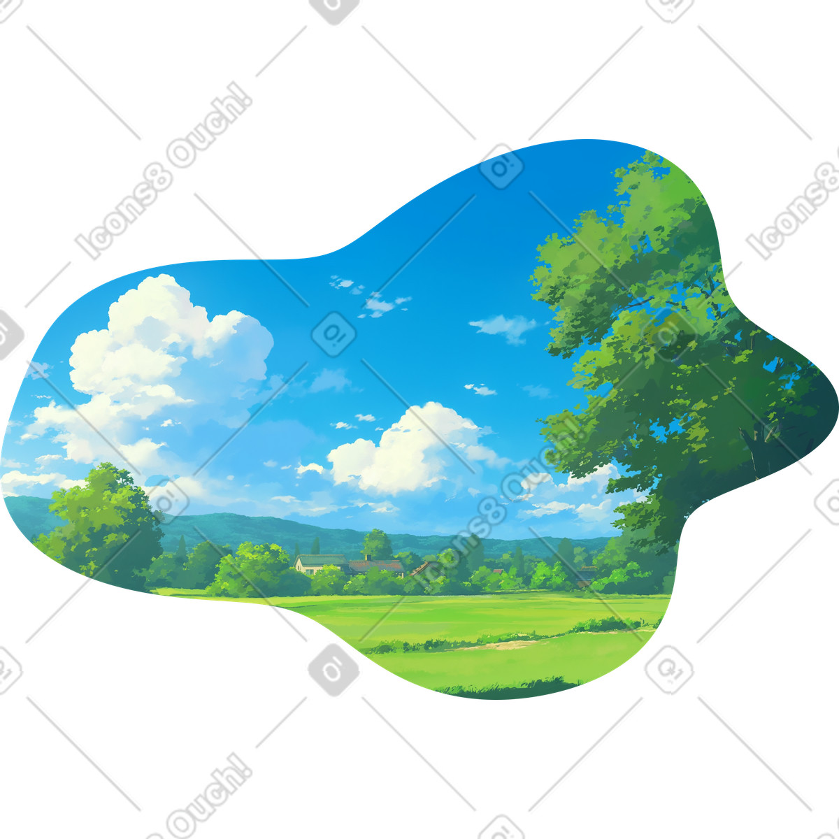 Morning landscape background illustration in Scenes style download in PNG, SVG